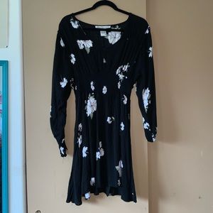 Long sleeve black floral dress